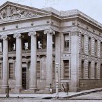 A bank building with columns